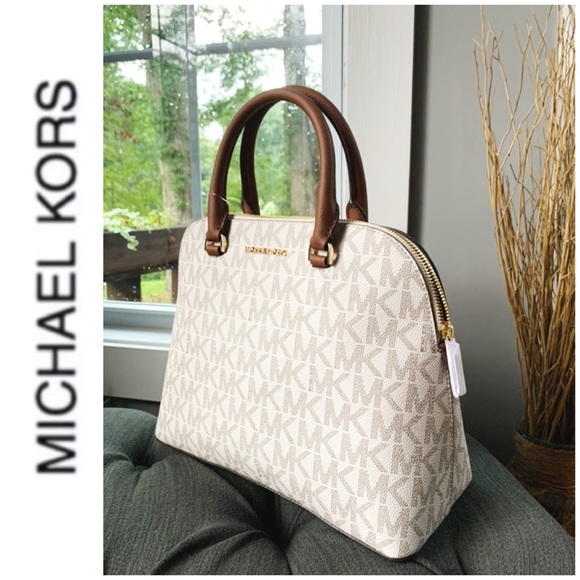 Michael Kors Handbags - NWT authentic MK large monogram Cindy Dome vanilla